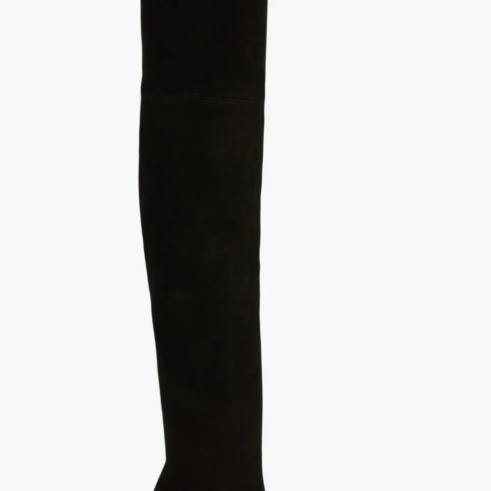 Stuart Weitzman Black Over-The-Knee Boots — Sleek Stretch Suede 9.5